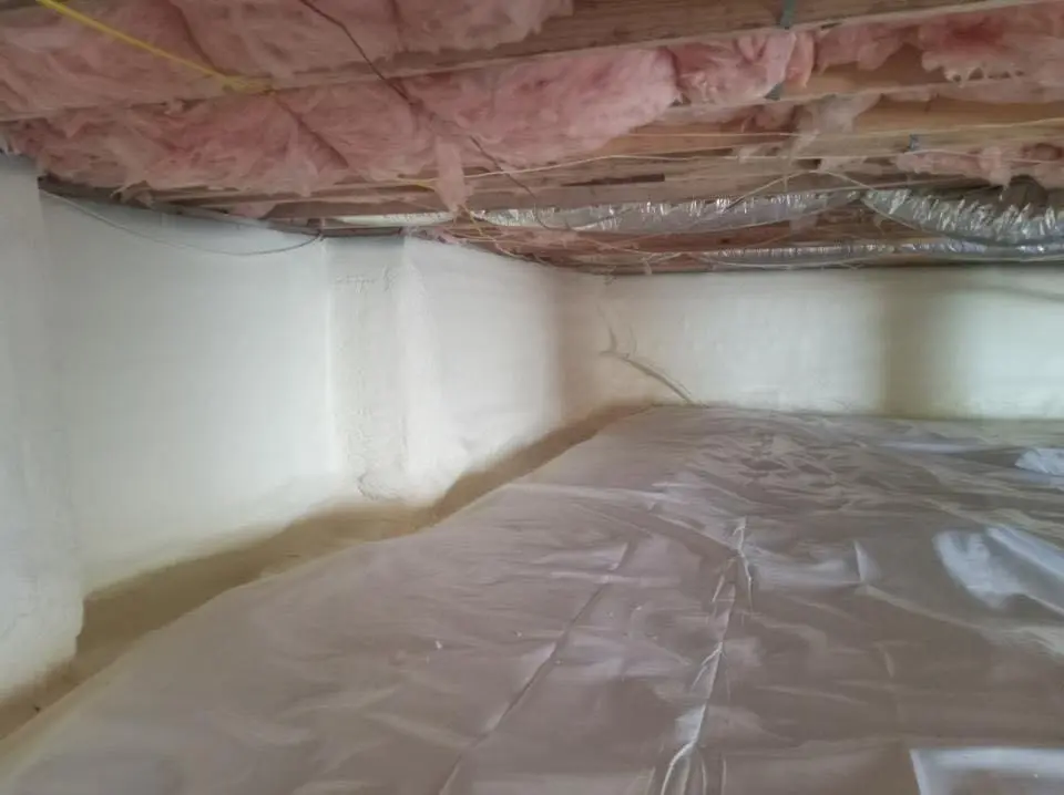 Crawl space encapsulation with closed-cell spray foam for Roof Waterproofing in Warwick